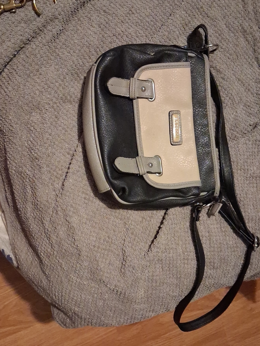 Rosetti Black and Cream Crossbody Satchel